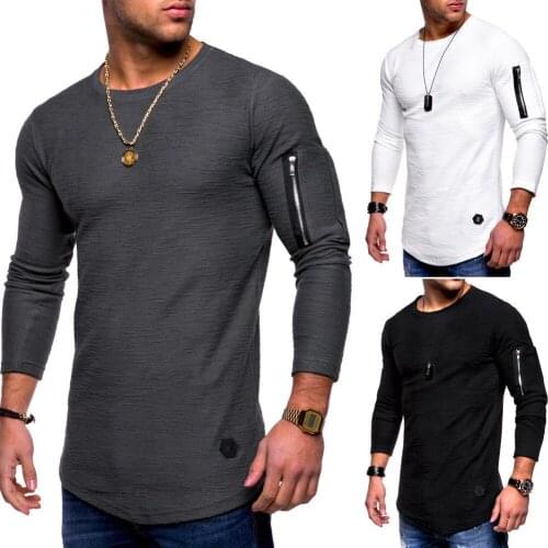 2021 new t-shirt mens spring and autumn t-shirt tops mens long-sleeved pure cotton sports t-shirt casual slim mens t-shirt