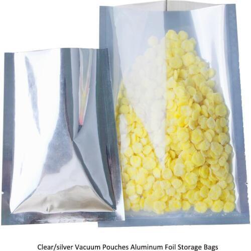 100/200pcs In/8size Clear/silver Vacuum Pouches Aluminum Foil Storage Bags Open Top Heat Sealable Food Packaging Retail Package