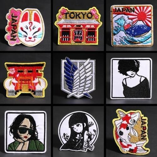 Cute Japan Anime Totoro Embroidered Iron On Patch DIY No Face Man Embroidery Handmade Mount Fuji Sew On Patch Clothes Appliques