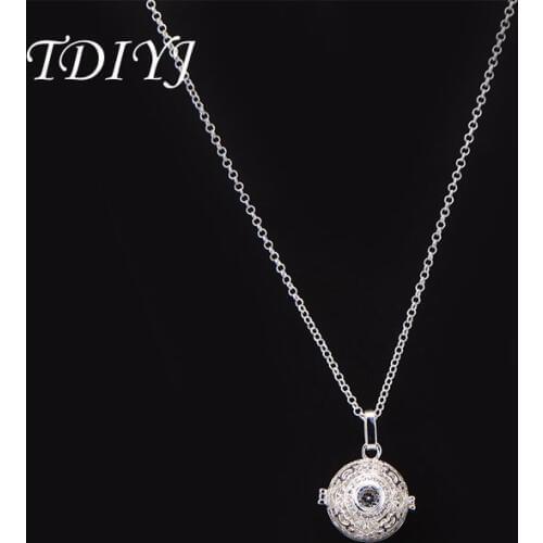 TDIYJ Crystal Harmonious Ball Pendant Baby Chime Ball Relaxing Musical Sound Angel Cage Pendants Necklace Pregnant Gifts 1Set