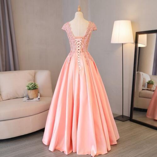Evening Dresses Fashion Beading Embroidery Lace V-neck Sleeveless Floor-length Formal Gowns L040 In Stock
