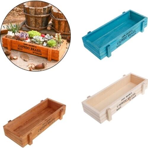 Vintage Wood Garden Flower Planter Succulent Pot Rectangle Trough Box Plant Bed
