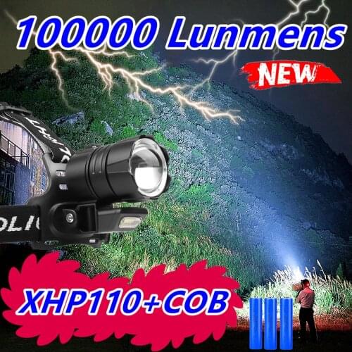 Brightest Aliexpress11.11 Led Headlamp 18650 XHP110 Led Headlight Rechargeable USB Head Flashlight XHP70 Zoom Head Torch Light