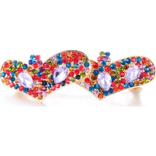 Hearts Barrettes Hair Jewelry Rhinestone Crystal Flower Hairclips Wedding Hair Accessories Brand Gold Hairpins Women Ornaments