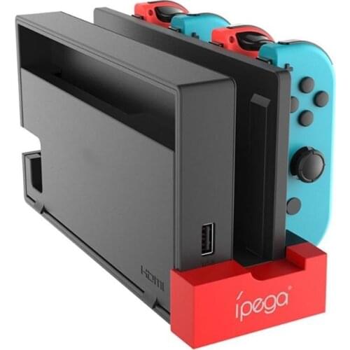 LED Indicator 4 Slots Charging Stand Dock Station Charger Cradle Holder for Nintend Switch NS Joystick Controller & Game Console