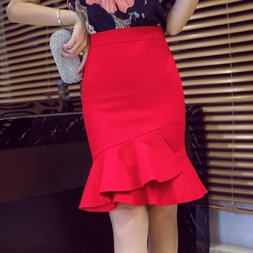 Stretch high waist bag hips skirt women mid-length slim split skirt wedding ceremony festive long skirts office lady clothes