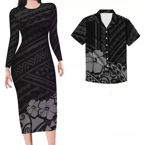HYCOOL Hawaii Floral full sleeve bodycon Maxi dresses womens Trendy Black High Quality Dress ladies Basic street stretch dress