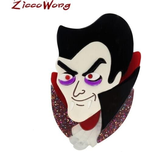ZiccoWong New Happy Halloween Vampire Brooch Badge For Men Women Acrylic Punk Brooch Pin Lapel Make-up Party Friend Gift Jewelry