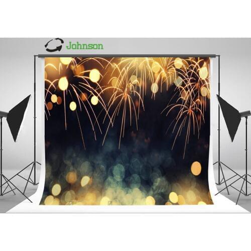 Gold Dark Blue Fireworks Bokeh Backgrounds polyester or Vinyl cloth High quality Computer print wall photo backdrop