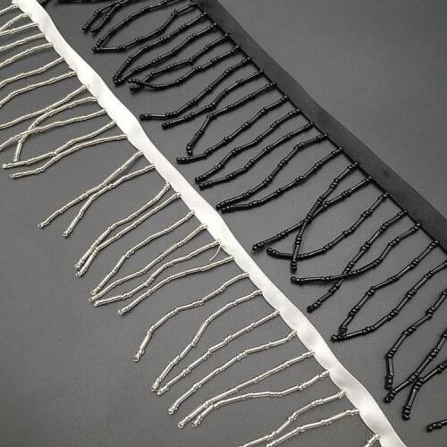 10y Black White Fringe Beading Lace Trim Ribbon Sewing Garment Supplies Tassels Beads For Clothes Curtain Shoes Dress Decoration