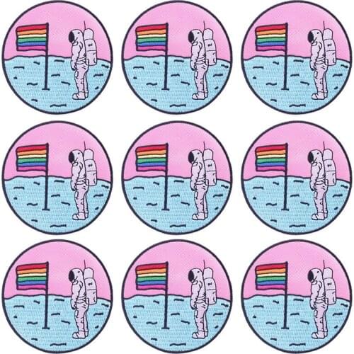 Pulaqi 10PCS Astronaut Patch LGBT Gay Wholesale Patches Iron On Patches For Clothing Stripe Wholesale Dropship Custom Patch