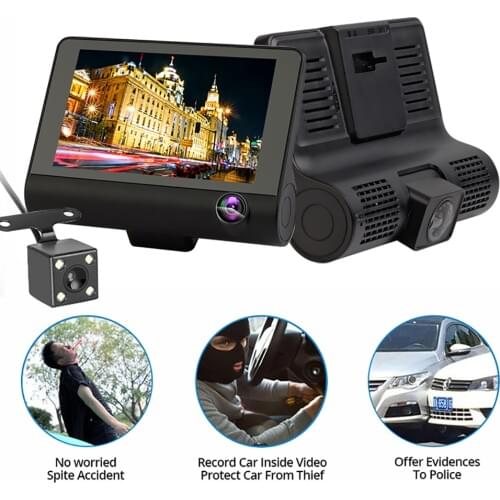 NEW 4.0 inch 1080P 3 Lens Full HD Car DVR Camera 170 Degree Rearview Car Dash Camera G-sensor Auto Car Camera Recorder 2020 hot