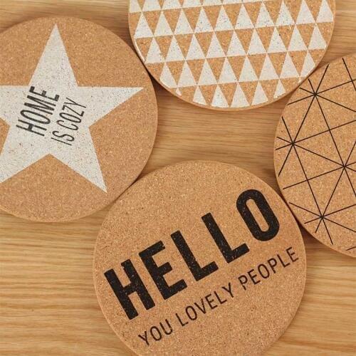 5PCS Nordic Style Corkwood Geometry Letter Dish Mat Concise Placemat For Dining Table Stand Under The Hot Pads Chancery Coasters