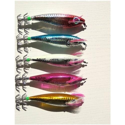 5pcs 10cm/13g New design hard body squid jigs Japan type fishing squid lures Hard fishing lure strong fishing hook