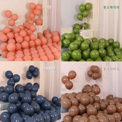 50Pcs 10inch Retro Latex Balloons Coffee Skin Retro Olive Peacock Blue Retro Powderl Ballons for Wedding Party Decor Baby Shower