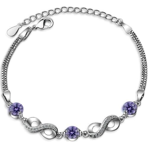 925 Sterling Silver Crystal Cross Round Bead Charm Bracelet &Bangle For Women Elegant Wedding Jewelry sl082