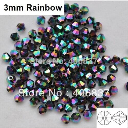 Free Shipping! 720pcs/Lot, Chinese Top Quality 3mm Rainbow Crystal Bicone Beads