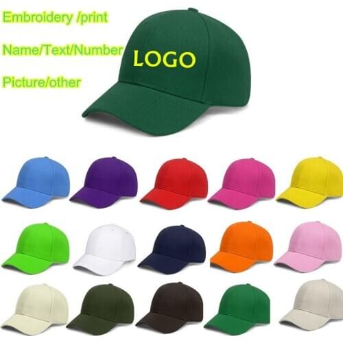 Adult men casual solid baseball caps Curved visor caps Unisex 1pc custom diy logo Snapback hats Gorros