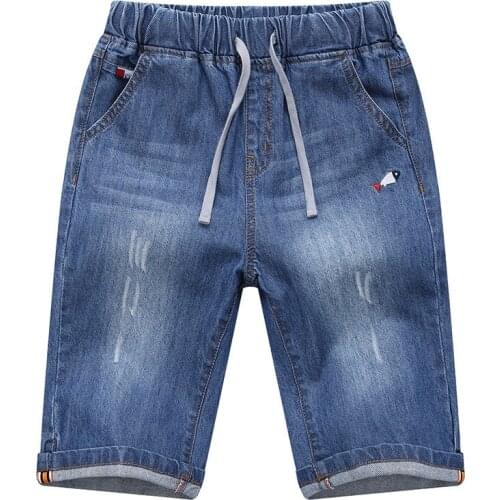 Children Jean Shorts For Boys Summer Fashion Striped Lattice Design Kids Denim Short Pants For Teen Boy 2-14 Years LC122