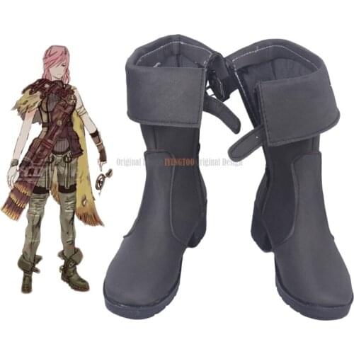 FF13 Lightning Cosplay Boots Lightning Returns: Final Fantasy13 Lightning Eclair Farron Cosplay Shoes Grey Boots Custom Made