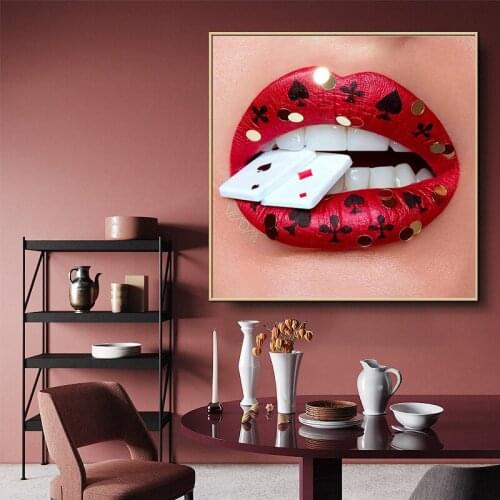 Canvas Painting Fashion Street Sex Lips Mouth Canvas Print Wall Art For Living Room Girls Room Frameless