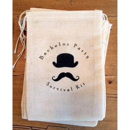 Personalized wedding event bag bachelorette party bag cotton drawstring gift Bags Groomsmen Survival Kit hen party hangovers bag