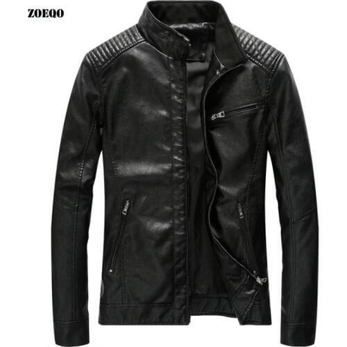 Leather Jackets Men Leather coat Spring Autumn Motorcycle jaqueta de couro masculina PU Biker Jacket Male coat M-5XL