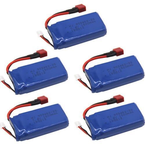 5pcs/set 7.4V 1500mAh Lipo Battery 12423 12428 For Wltoys 144001 12423 12428 Crawler Car Battery 1500 mah 7.4 V Lithium battery