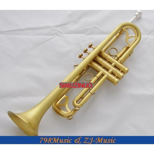 Matt Brass Trumpet horn Monel Valves With 2 Mouthpiece Leather Case