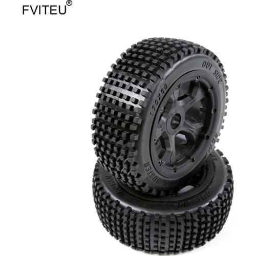 FVITEU Rubber Small Nail Tires Set fit 1/5 Losi 5ive T Rovan LT Baja 4WD KingMotor x2