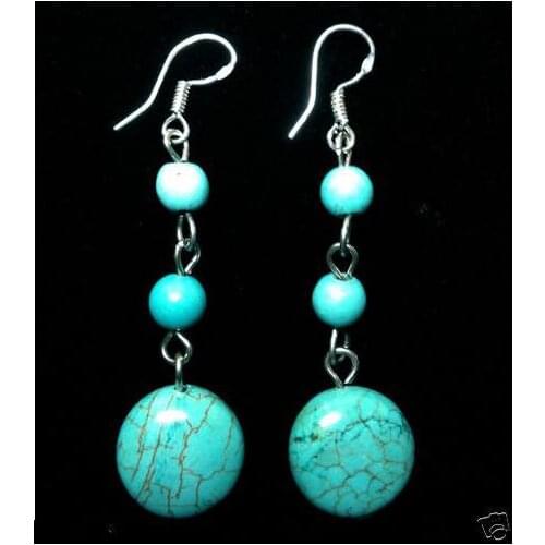 New Classic Favorite Pearl Store S925 Sterling Silver Blue Turquoise Dangle Earrings Fine Jewelry Birthday Party Lady Gift