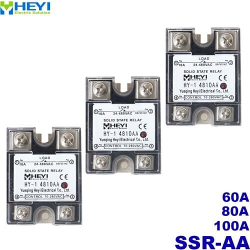 SSR-60AA 80AA 100AA single-phase relay single-phase AC control AC 70-280VAC to 24-480V radiator 60A 80A 100A solid state relay