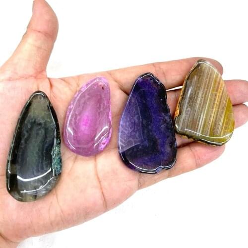 1PC Natural Stone Irregular Striped Agates Pendant Necklace Charms Pendant for Jewelry Making DIY Necklace Size 30x45mm-35x55mm