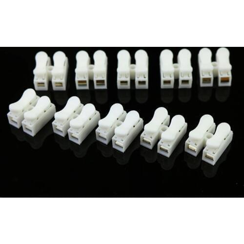 10Pcs/lot 2p Spring Connector Wire With No Welding Screws Quick Connector Cable Clamp Terminal Block for LED Strip