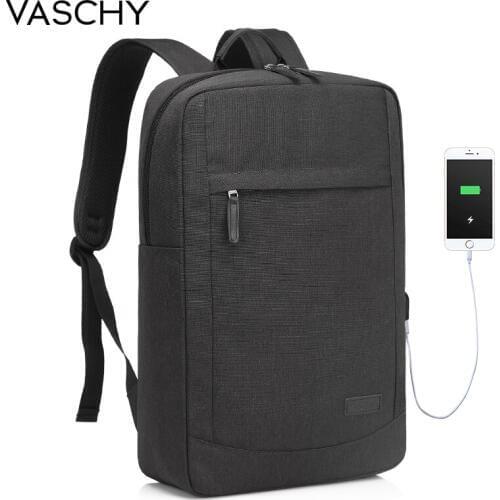 VASCHY Anti-thief 17In Laptop Backpack with USB Charging Port Lightweight Slim Business Computer Rucksack with Waterproof Cover