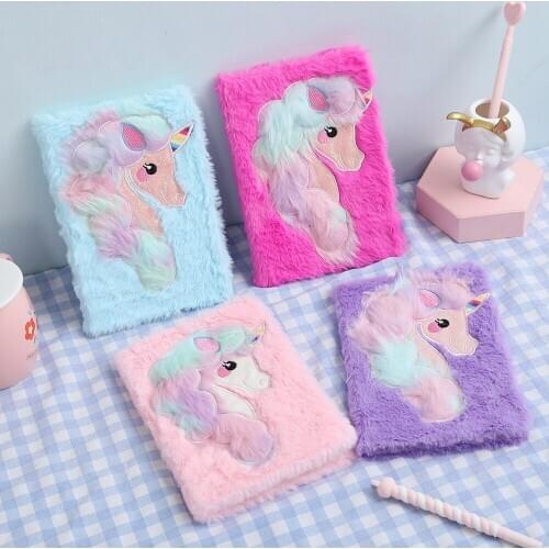 Plush Unicorn A5 Notebook and Journal Line Diary Agenda Planner Organizer Cute Note Book Office School Notepad Daily Sketchbook
