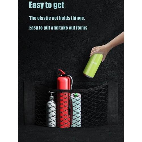 Car Backseat Mesh Trunk Seat Elastic Wire Mesh Magic Sticker General Storage Bag Pocket Cage Car Organizer Seat Back Pocket Easy
