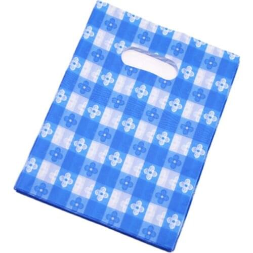 New Design Wholesale 100pcs/lot 15*20cm Blue Wedding Favors and Gifts Packaging Bags With Flower Shopping Plastic Bags