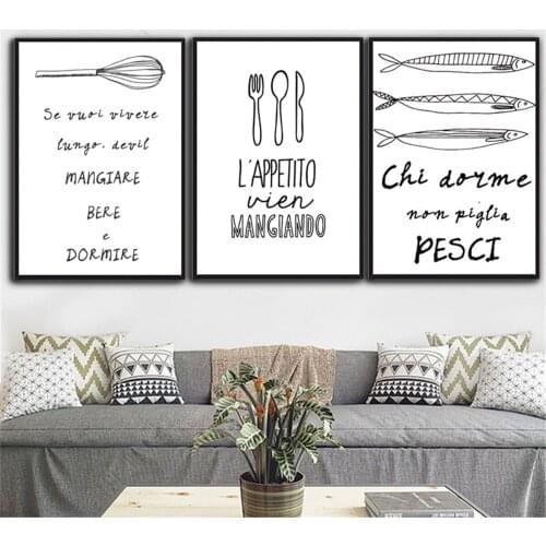 Nordic Modern Whisk Knife and Fork Letters Art Poster Canvas Print Painting Wall Art Living Room Home Decoration