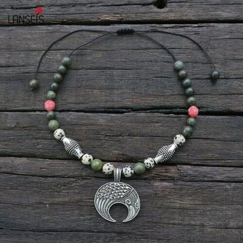 Medieval Costume Jewelry Brooch, Slavic Inspirations Dress Kette Eagle Rhodochrosite Necklace Brooch Jewelry For Charm Women