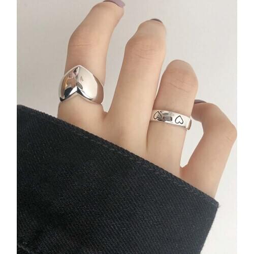 2021 Creative LOVE Heart Width Rings for Women Couples Creative Trendy Birthday Jewelry Gifts Prevent Allergy Open Rings