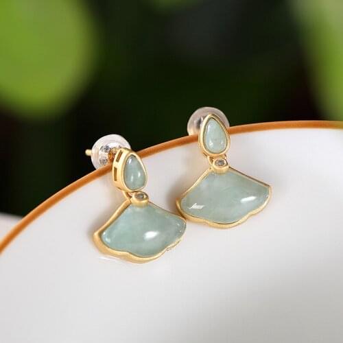 Natural green jade earrings with 925 sterling silver earrings jewelry earrings for women sales with free shipping clearance sale