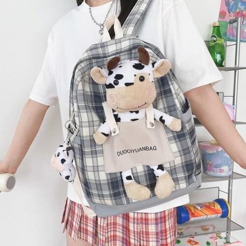 Womens Plaid Backpack for Teenage Girls High Quality Canvas School Backpacks 7 Grade Mochila Female Anti theft Travel Rucksacks