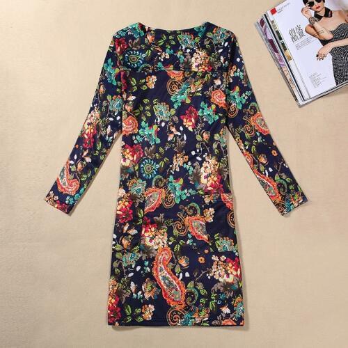 Women Winter Dresses 2018 Long Sleeve Vintage Floral Print Womens Dress Autumn Female Casual Office Dresses Plus size Dress