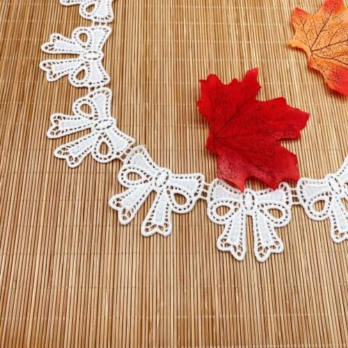 1Yards Embroidery Flower Bow Lace Fabric Guipure Craft 4cm Laces Ribbon Curtain Lace Trim Sewing Trimmings For Dress Decor VG39