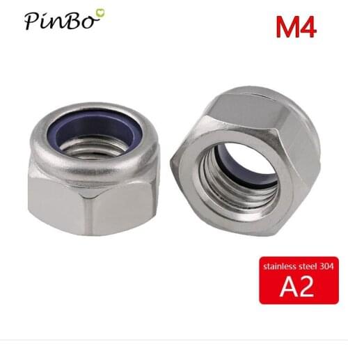 100Pcs A2 Stainless Steel M4 Hex Head Nylon Insert Lock Jam Stop Nuts