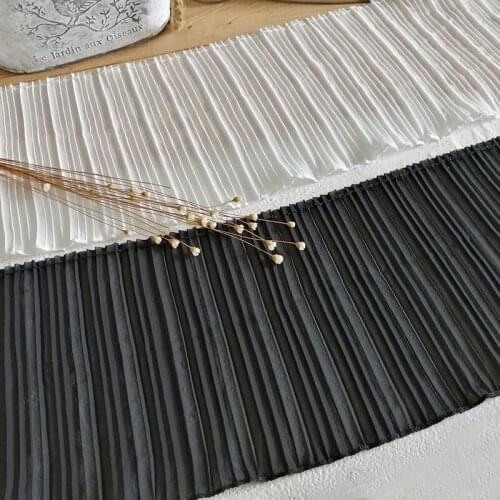 17CM Wide White Black Pleated Elastic Chiffon Fabirc 3d Guipure Lace Ribbon Dress Skirts Curtains Fringe Trim DIY Sewing Decor