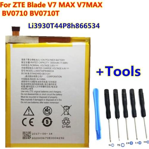 AZK Full 3000mAh Li3930T44P8h866534 Replacement Battery For ZTE Blade V7 MAX V7MAX BV0710 BV0710T Phone battery