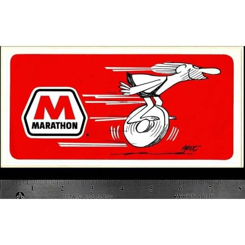 For x2 MARATHON Johnny Hart B.C. - Original Vintage 1960s 70s Racing Decal/Sticker