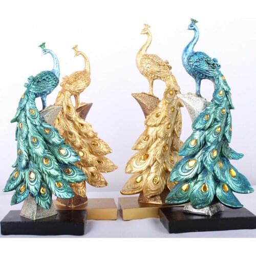 EXOTIC PEACOCK RESIN DECORATION CRAFTS DESKTOP ORNAMENT DECORATIONS FIGURINE MINIATURES STATUE SCULPTURE HOME DECOR ANIMAL